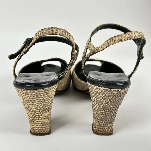 Vintage 1950s Reptile Peep-Toe Sandals by L'aiglon Custom Made Size 6.5 N - Picture 8 of 10